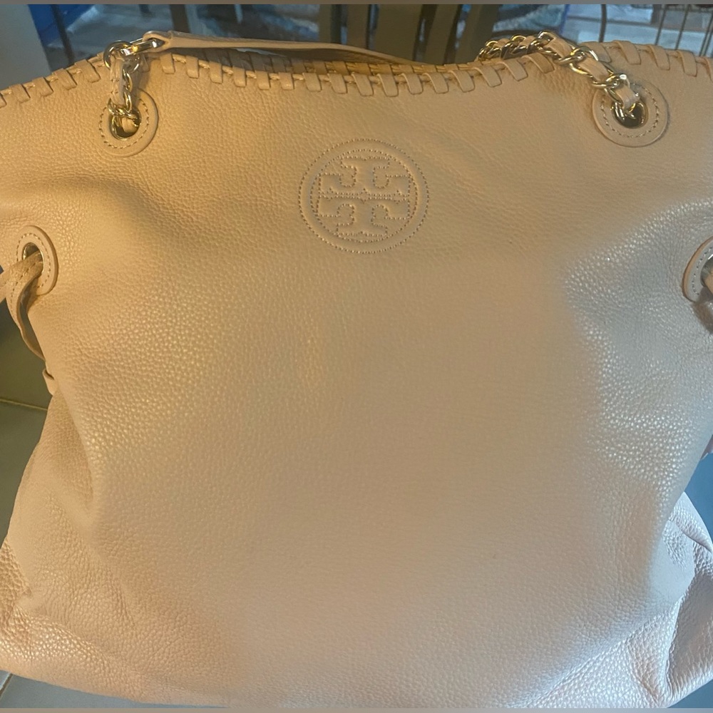 Tory Burch Marion Slouchy Leather Tote with Chain